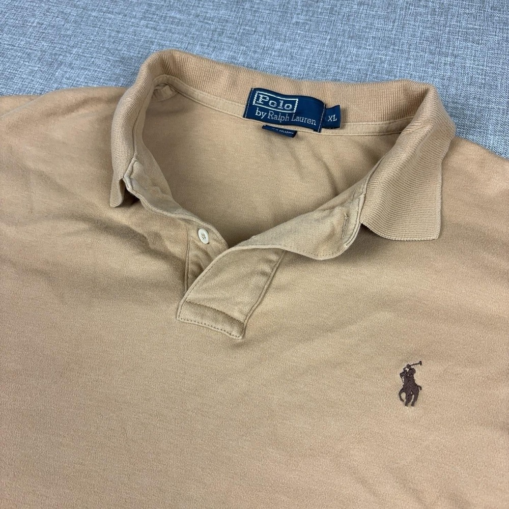 Polo By Ralph Lauren Polo Shirt Mens XL Beige Cotton Classic Short Sleeve Logo